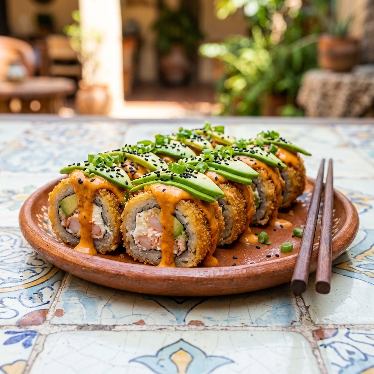 Culichi roll empanizado con chipotle